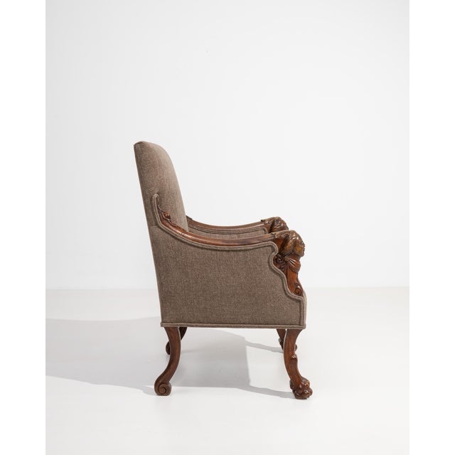 Empire Carved Upholstered Armchair, Neoclassical Style, France, Circa 1820 For Sale - Image 4 of 17