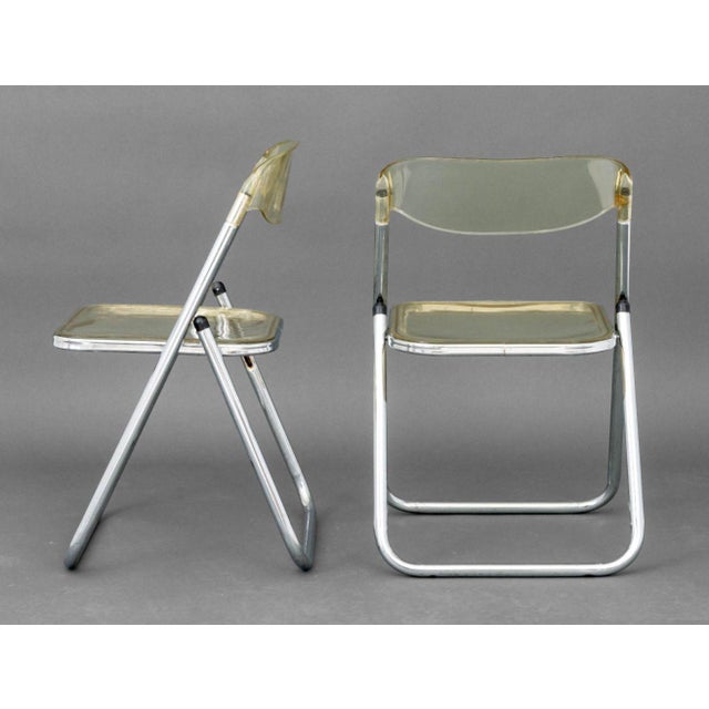 Transparent Giancarlo Piretti "Plia" Style Folding Chairs, 4 For Sale - Image 8 of 14