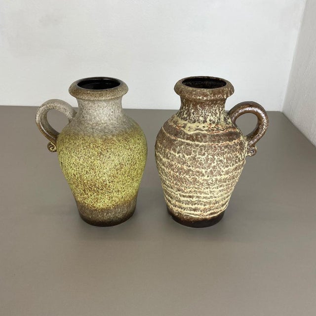 Beige Pottery Fat Lava Vases from Scheurich, Germany, 1970s, Set of 2 For Sale - Image 8 of 18