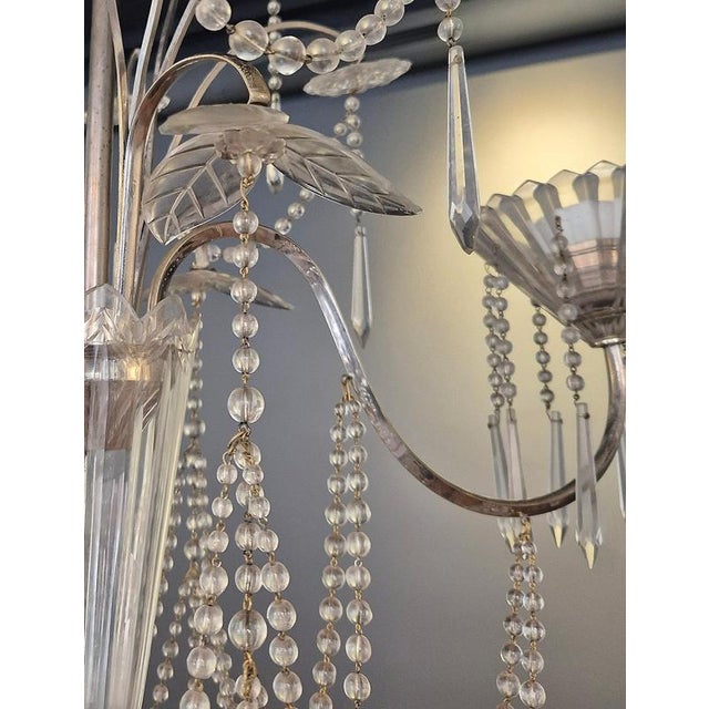 1920s Neoclassicism Swedish Chandelier in Crystal and Silverplate, 1920s For Sale - Image 5 of 11