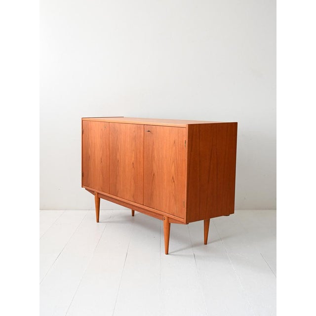 1960s Scandinavian Teak Highboard with Triple Compartment, 1960s For Sale - Image 5 of 11