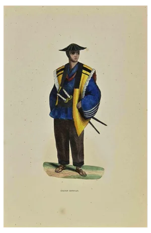 Auguste Wahlen, Japanese Soldier, Lithograph, 1844