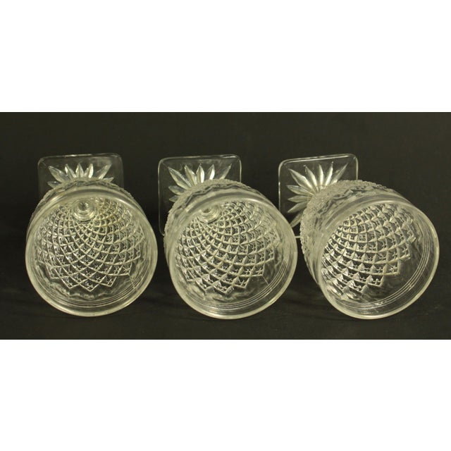 Mid 1800's Set of 3 Pub Rummers Goblets Pressed Clear Glass Stemware, English For Sale - Image 4 of 12