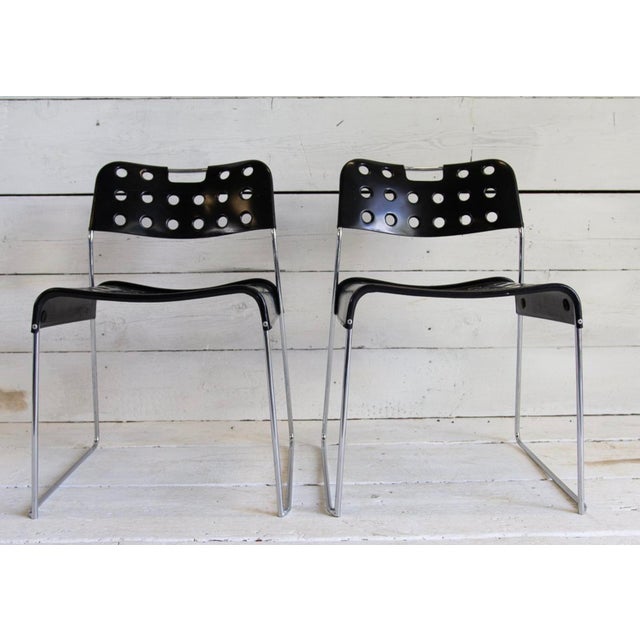 Metal Omstak Black Chairs by Rodney Kinsman for Bieffeplast, 1970s, Set of 3 For Sale - Image 7 of 7