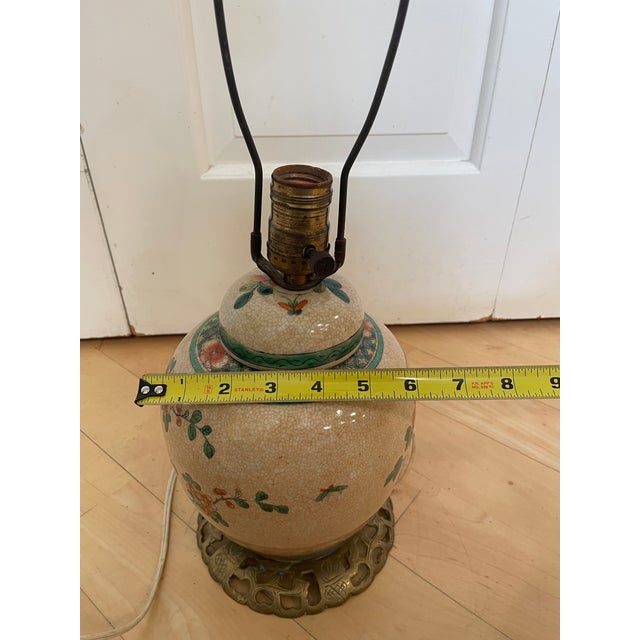 Ceramic Vintage Chinese Porcelain Ginger Jar Handpainted Bird Floral Motif Table Lamp For Sale - Image 7 of 12