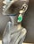 Emerald 20 Ct Fine Emerald Cabochon & 4 Ct Rose Cut Diamond 18 Kt White Gold Earrings For Sale - Image 8 of 8