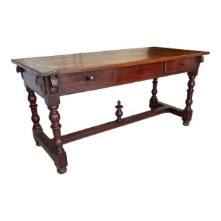 19th Century French Walnut Farm Table For Sale