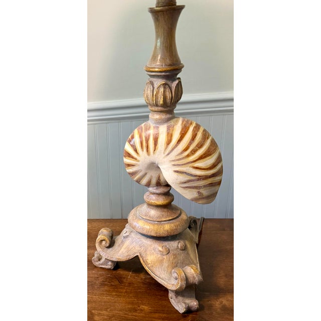 Mid 20th Century Nautilus Shell Table Lamps - a Pair For Sale - Image 4 of 12