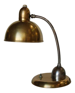 Brass and Chrome Machine Age Bell Shade Reading Desk Lamp