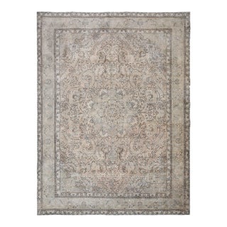 1970s Vintage Persian Handmade Wool Cotton Brown Area Rug For Sale