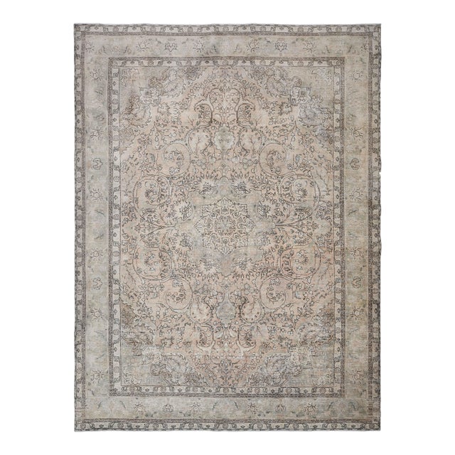 1970s Vintage Persian Handmade Wool Cotton Brown Area Rug For Sale