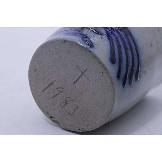 1980s Blue Stoneware Cup W. Bird Design For Sale - Image 14 of 14