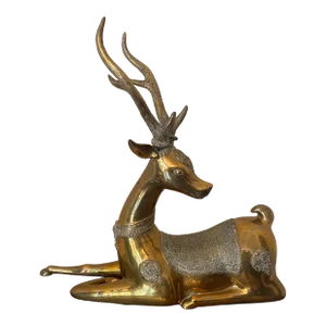 1970s Hollywood Regency Style Brass Recumbent Deer
