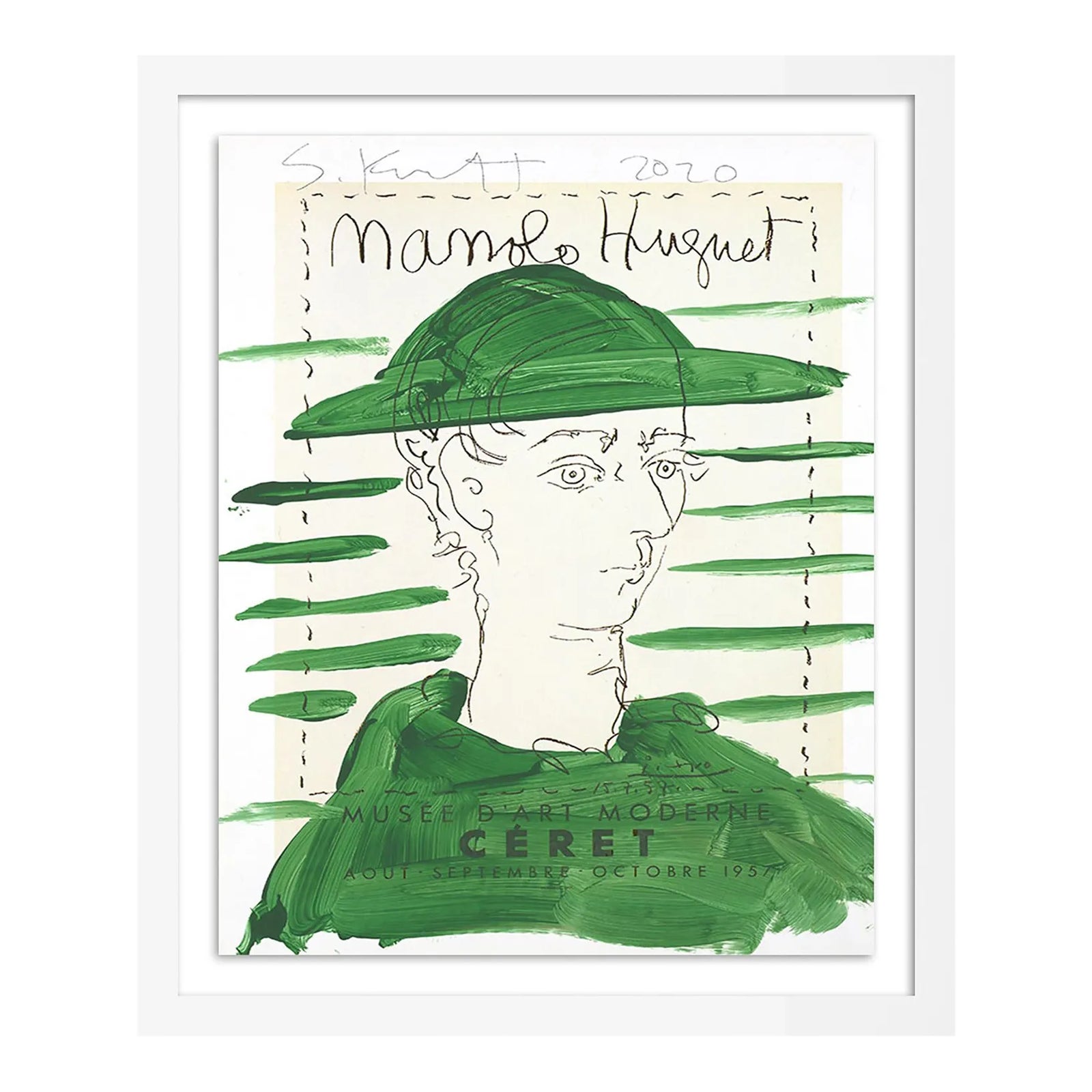 Green Man by Sean Kratzert in White Frame, XS Art Print - Green/White