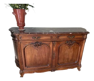 1900-1909 Exquisite Louis XV Style Marble Top Sideboard (Georges Guerin Plate Hand Made)