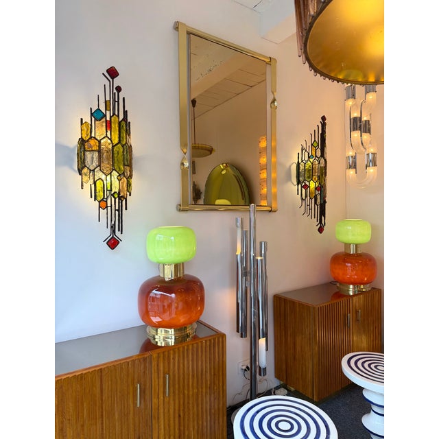 Large Pair of Hammered Glass Wrought Iron Sconces by Longobard, Italy. 1970s For Sale - Image 15 of 15