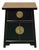 Oriental Black Lacquer Moon Face Hardware Small End Table Nightstand For Sale