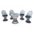 Exceptional five-piece Mid-Century Modern spun fiberglass patio dining set in the style of Russell Woodard. The set...