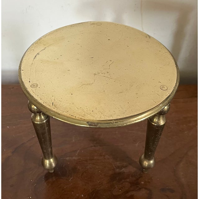 Antique 19th Century English Victorian Miniature Brass Tripod Table Trivet or Candle Riser Stand For Sale - Image 12 of 18