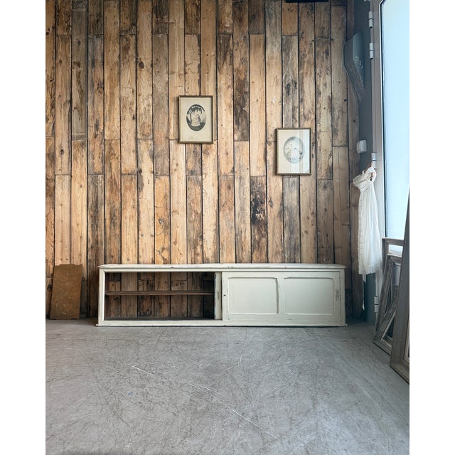 Vintage Patinated Cabinet with Sliding Doors, 1940s For Sale - Image 15 of 18