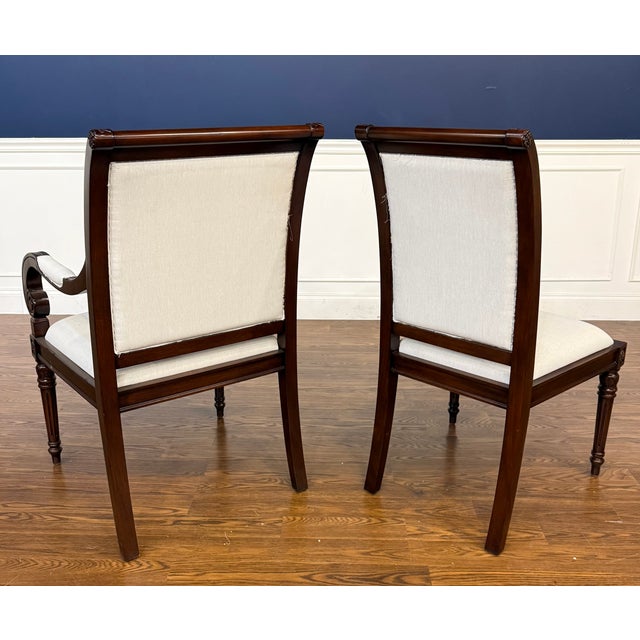 Set of Eight Newport Dining Chairs With Base Muslin Fabric - Showroom Samples For Sale - Image 15 of 18
