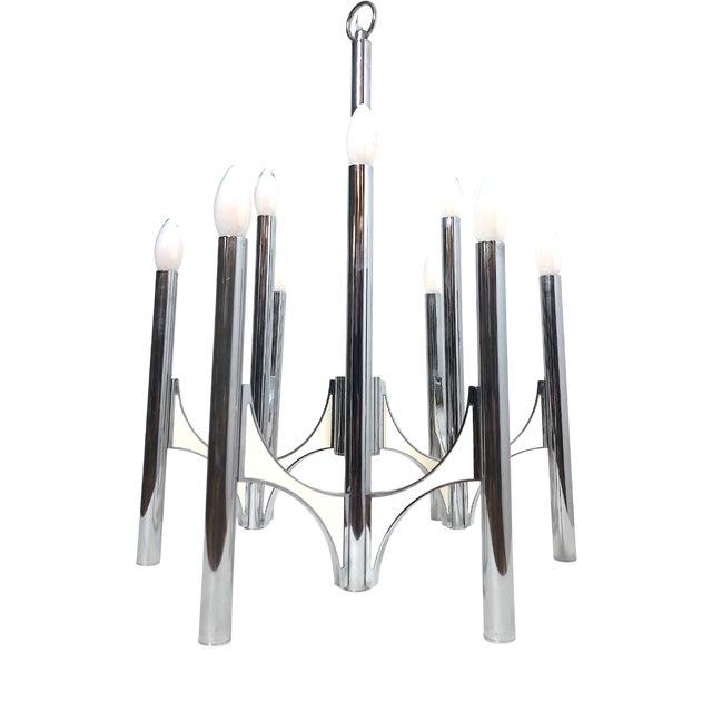 Nine Light Chandelier by Gaetano Sciolari, 1970s For Sale