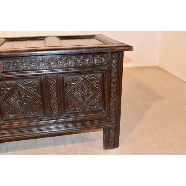 Late 18th C. English Oak Blanket Chest For Sale - Image 9 of 13
