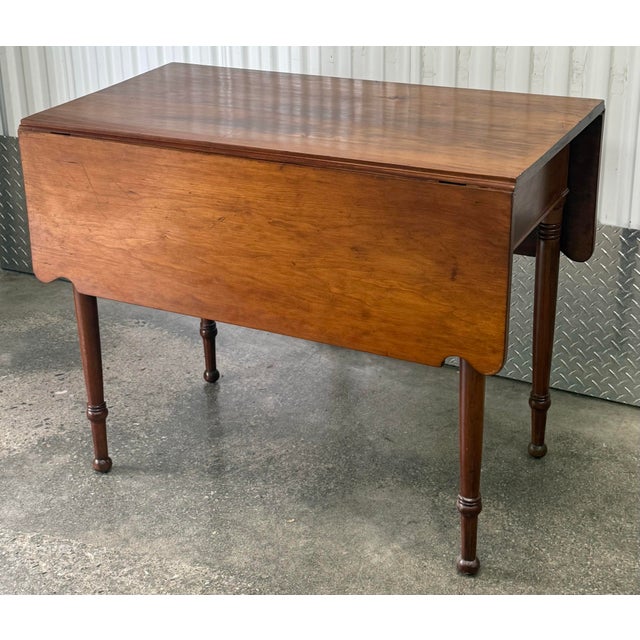 Early 19th Century Solid Cherry Dropleaf Federal Style Table For Sale - Image 10 of 12