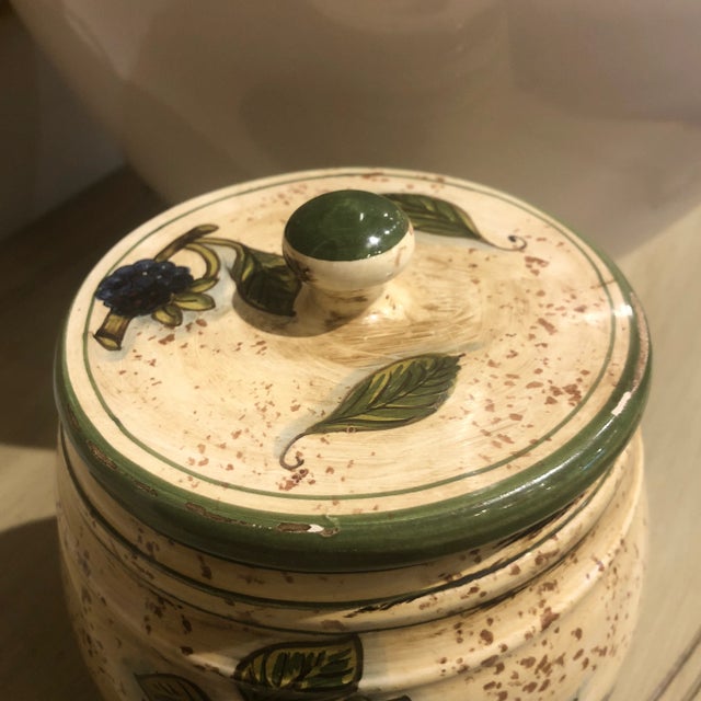 Italian Hand Painted Ceramic Sale Canister For Sale - Image 9 of 11
