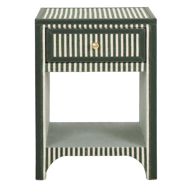 The Kora Nightstand pairs natural texture with clean lines, wrapped in striped fabric for a layered, tactile look. Its...