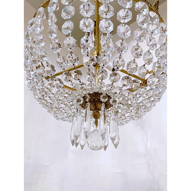 1960s Italian Brass Basket Chandelier For Sale - Image 4 of 10