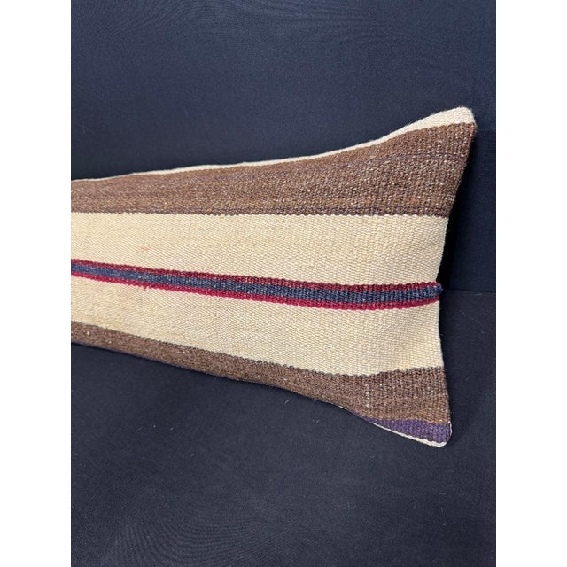 Turkish Hemp Pillow Cushion Natural Beige Brown Cushion Cover 12"x46" For Sale - Image 4 of 4