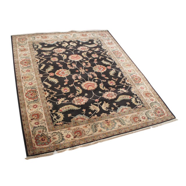 Traditional Karastan Ashara 100% Wool Agra Black Acanthus Palmette 549 Area Rug Carpet 9x10 For Sale - Image 3 of 12