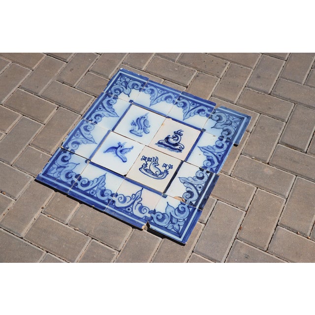 Baroque Antique 19th Century Animals Tile Mural Panel, Portuguese For Sale - Image 3 of 17
