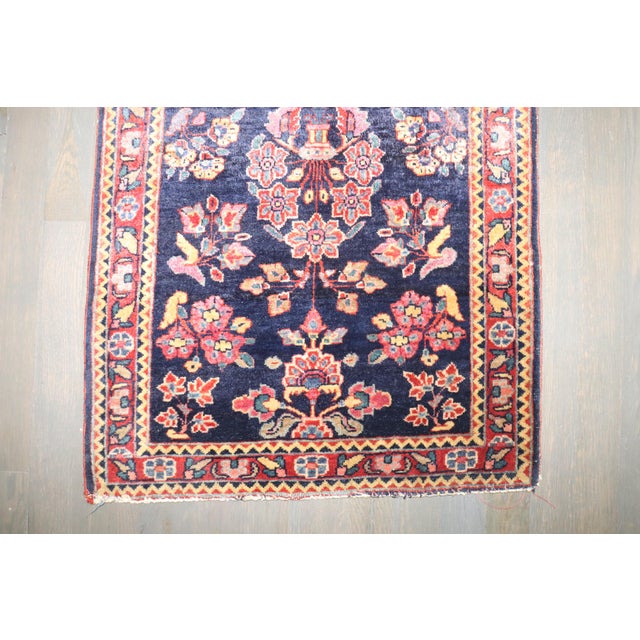Traditional Zabihi Collection Navy Sarouk Mini Rug For Sale - Image 3 of 6