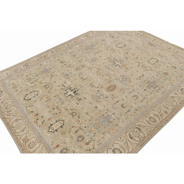 Traditional 2010s Rug & Kilim’s Oushak Style Rug in Blue and Beige-Brown Floral Patterns For Sale - Image 3 of 8