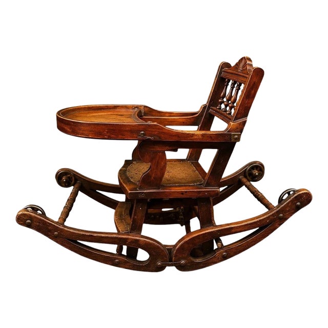 Late 19th Century Victorian Transforming Children's High Rocking Chair For Sale