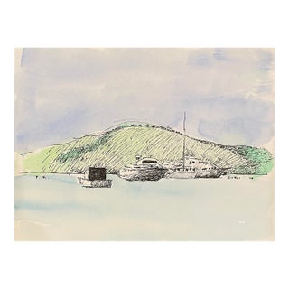 1978 Puerto Rico Harbor Painting by Hayward Cirker For Sale