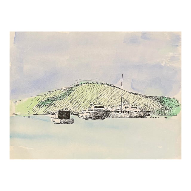 1978 Puerto Rico Harbor Painting by Hayward Cirker For Sale