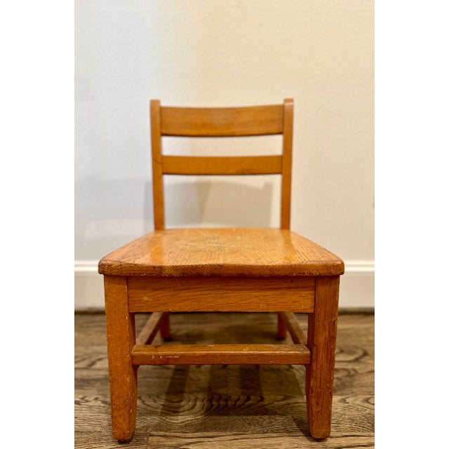 Late 20th Century Child's Wood School Chair For Sale - Image 4 of 7