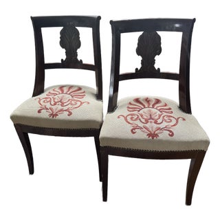 Mid 20th Century Rococo Shell Needlepoint Chairs a Pair For Sale