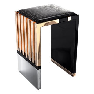 "Stabilità" Bar Stool With Stainless Steel and Bronze For Sale