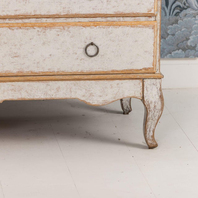 Swedish Two-Part Painted Linen Press Cabinet, 18th C. Rococo Period For Sale - Image 11 of 15