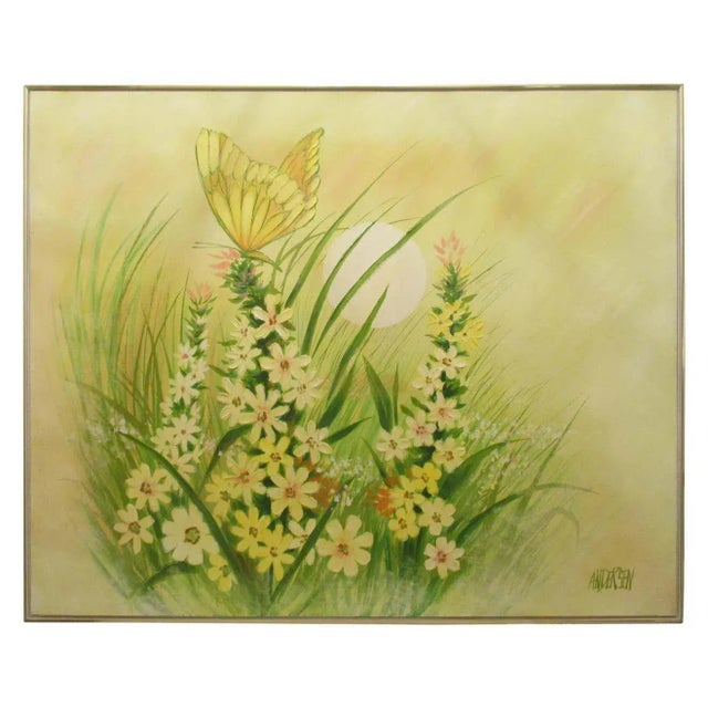 Mid 20th Century Mid 20th Century Textured Butterfly Painting Signed Andersen, Framed For Sale - Image 5 of 5