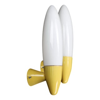 Large Yellow Porcelain and Glass Bathroom Lamps by Gunnar Nylund for Ifö, Set of 2 For Sale