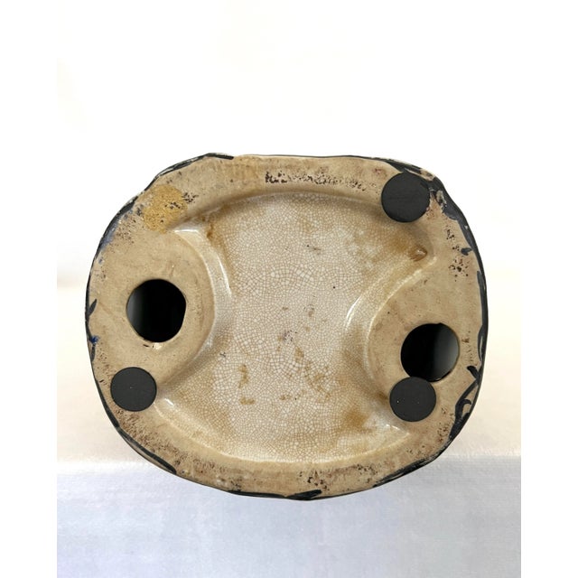 Large Vintage Chinese Republic Period Crackle Glazed Figure of a Qing Scholar of Calligraphy on Wood Stand For Sale - Image 11 of 13