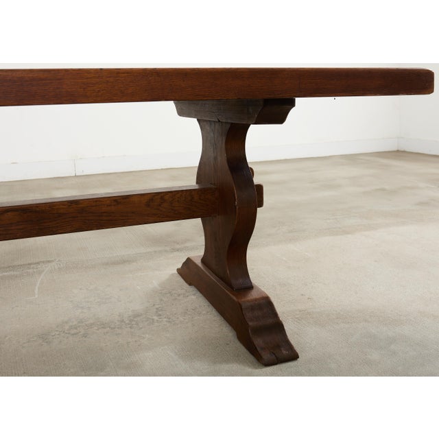 Country French Oak Farmhouse Trestle Dining Table For Sale - Image 10 of 18