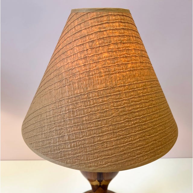 Mid-Century Turned Mixed Wood Lamp With Shade For Sale In New York - Image 6 of 8