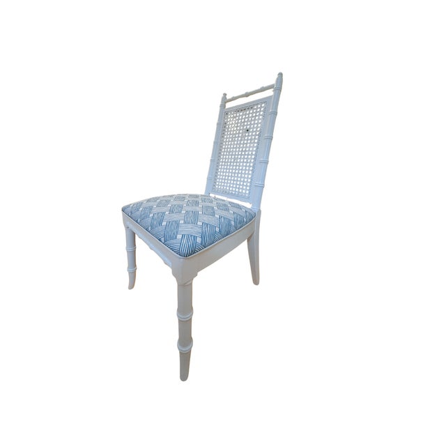 Chippendale Mid 20th Century Set of 4 Custom Upholstered Cane-Back Chairs For Sale - Image 3 of 7