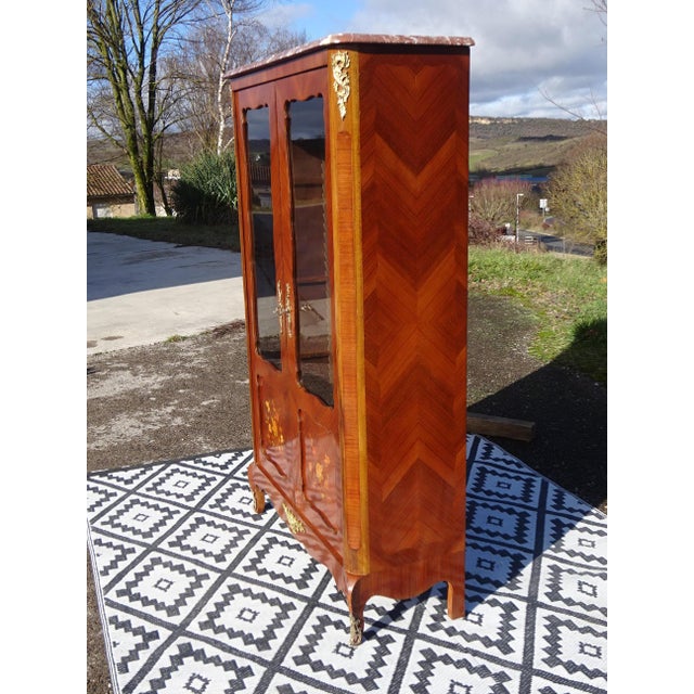 Small Louis XV Marquetry Display Case, 1950s For Sale - Image 15 of 18